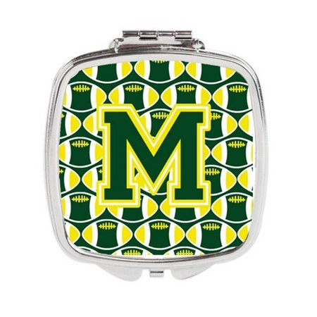 CAROLINES TREASURES Letter M Football Green and Yellow Compact Mirror CJ1075-MSCM